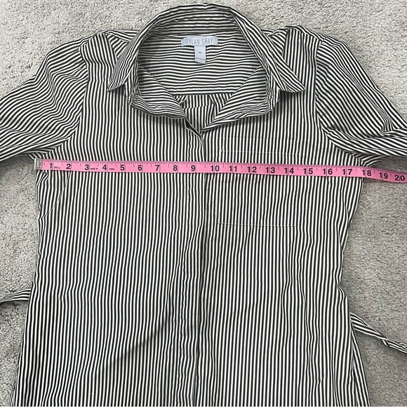 Dylan Gray Stripe Cotton Poplin Button Down Shirt Dress Women’s XS - Picture 8 of 9